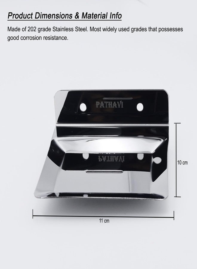 Pathavi Stainless Steel Wall Mounted Bathroom Soap Holder - Rust-Proof, Space-Saving Design for Bathroom & Kitchen, Long Lasting, (Chrome, Pack of 3) - Image 4